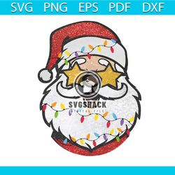 Funny Santa Face Christmas Glitter PNG Sublimation Download