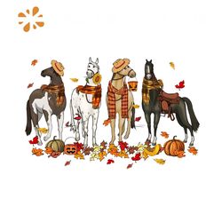 Vintage Fall Horse Spooky Season PNG Sublimation Download
