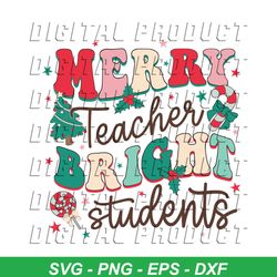 Retro Merry Teacher Bright Student SVG Graphic Design File