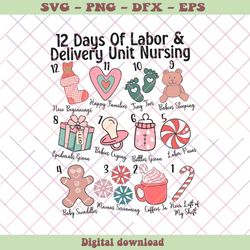 12 Days Of Labor and Delivery Nurse Christmas SVG Download