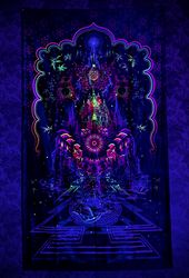 Psychedelic decor "Mahakala Waterfall" Esoteric art Blacklight tapestry Yoga decor Wall hangings UV active Trippy poster