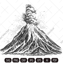 Volcano SVG, Erupting Volcano SVG, Lava SVG, Volcano Clipart, Volcano cut Files , Volcano printable, Dxf, Png, Vector