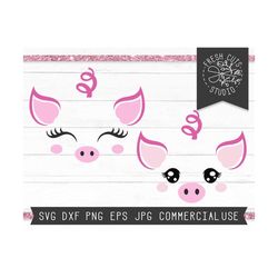 Pig SVG, Pig Faces SVG Cut File for Cricut, Farm Svg, Girl Pig svg, Eyelashes svg, Pretty Pig svg, Kawaii Pig Clipart, Piglet svg dxf png