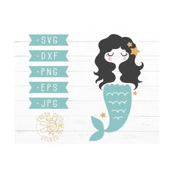 Mermaid SVG Design for Girls, Mermaid Cut File for Cricut, Silhouette, Instant Download, Cute Mermaid Clipart, Beach Girl SVG, Mermaid Girl