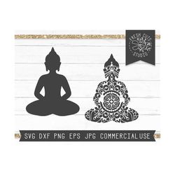 Buddha SVG Cut File, Buddha Mandala Svg, Buddha Silhouette, Lotus svg, Hindi Svg, Meditation svg, Zen Svg, Mandala Lotus Svg, Yoga Shirt Svg