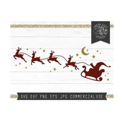 santa sleigh svg, reindeer silhouette, santa's sleigh silhouette, santa svg, santa silhouette, instant download digital files for cricut
