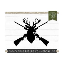 deer head svg cut file for cricut silhouette, deer svg, hunting rifle svg, hunting decal design, instant download cutting file, buck clipart