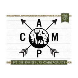 Camp SVG Deer Cut File for Cricut, Digital Download, Wilderness Camping SVG, Silhouette, Stars Moon svg, Happy Camper Shirt Design, Digital