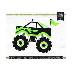 Monster Truck SVG, Monster Truck Shirt Design Monster Truck with Flames Svg for Boys Cut File for Cricut Silhouette, Layered dxf png eps jpg