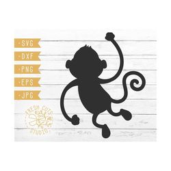 Monkey SVG Cut File Instant Download Design for Cricut, Monkey Silhouette Svg Cutting Files, Cameo, Simple Monkey Dxf Cuttable Printable