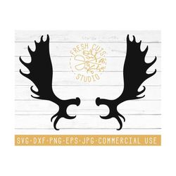rustic moose antler svg cut files for silhouette cameo cricut, vinyl decal stickers design, elk antler clipart, dxf rustic hunting country