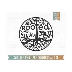 Rooted In Christ SVG Tree of Life Cut File, Jesus svg, Christian Quote svg, Christian Mama svg, Faith, Bible Verse, Catholic svg, Cross svg