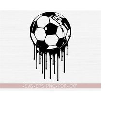 Dripping Soccer Svg Png, Soccer Ball Svg, Shirt Design Distressed Cut File for Cricut, Sublimation or Print, Silhouette Eps Dxf Pdf