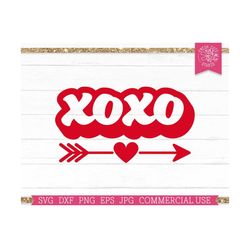 Cute Retro Valentine SVG XOXO Cut File for Cricut Silhouette Cameo, dxf png eps, Heart Arrow, Minimalist Valentine's Day Shirt, Hugs Kisses