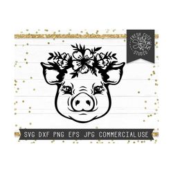 Pig Face SVG Cut File Instant Download, Pig SVG, Pig with Flowers Svg, Floral Pig Svg, Hog svg, Piglet svg, Farm svg, Show Pig Cricut Cameo