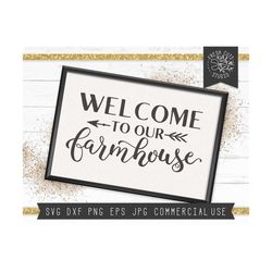 Welcome to Our Farmhouse Svg Cut File, Rustic Sign Svg, Instant Download, Farm Svg, Welcome Svg, Cricut Cut File, Wood Sign Svg, Silhouette