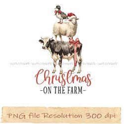 Funny Christmas Farm Sublimation, xmas on the Farm, Print Files, instantdownload