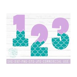 Mermaid Numbers 1 2 3 SVG Instant Download Design, Baby Mermaid Age Milestone Numbers, Dxf Vector Clipart, Cricut Silhouette Cameo Cut Files