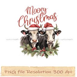 Mooey Christmas cow png Sublimation, xmas Png, Print Files, instantdownload