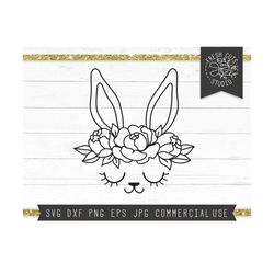 Rabbit SVG, Cute Rabbit Face SVG, Floral Rabbit svg, Floral Bunny Svg, Bunny Face Svg, Eyelashes, Flowers svg, Easter bunny Svg for Girls