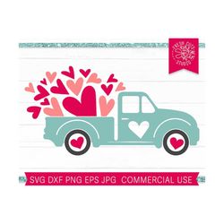 Valentine Truck SVG, Truck with Hearts, Valentine's Day svg Cut File for Cricut, Mint Truck Svg, Retro Truck, Vintage Truck SVG Silhouette