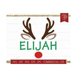 Reindeer Frame SVG Christmas Name Cut File for Cricut, Deer with Bow, Monogram Frame, Kids Christmas Shirt, Sublimation, Digital Download