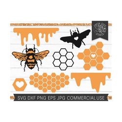 Bee SVG Cut File, Honey Bee svg, Honeycomb svg, Honey Drip svg, Bee Clipart, Beehive Clip art Bumble Bee Cut File for Cricut, Bee Silhouette