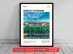Bobcat Stadium Print  Texas State Bobcats Poster  NCAA Art  NCAA Stadium Poster   Oil Painting  Modern Art   Art Print