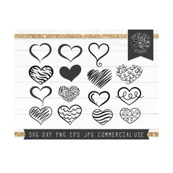 Heart SVG Doodles Cut File for Cricut, Instant Download, Doodle Hearts Svg, Scribble Heart, Flourish Svg, heart cut file, heart clipart, dxf