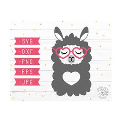 Cute Llama Svg Design Instant Download Cut File for Cricut Silhouette Cameo, Valentine Llama Clipart, Alpaca Svg, Eyelashes, Llama Face Dxf