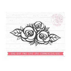 Rose Svg Accent, Instant Download Digital Design, Rose Swag Svg, Flower Svg, Hand Drawn Floral Dxf Rose Cut Files for Cricut Silhouette Png