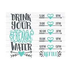 water bottle tracker svg silhouette design, drink your water instant download, dxf png vector, files for cutting vinyl png, cricut and cameo