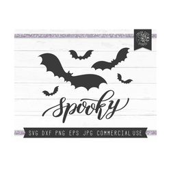 Spooky SVG Word Halloween SVG Cut File for Cricut Silhouette Cameo, Bat SVG Saying for Halloween, Instant Download, Printable Heat Transfer