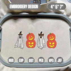 Vintage Ghost Dogs Embroidery Machine Design, Stay Spooky Embroidery Design, Spooky Halloween Embroidery Design