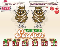 Tis The Season Embroidery, Christmas Tree Cake Embroidery Designs, Christmas Embroidery Designs, Christmas Embroidered