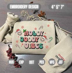Retro Christmas Embroidery Designs, Holly Jolly Vibes Designs , Merry Christmas Embroidery, Winter Embroidery Files