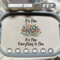 Christmas Embroidery Designs, It’s Fine, I’m Fine, Everything Is Fine Embroidery, Trending Embroidery Designs, Christmas Embroidered