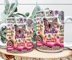 3D Mug Wrap 3D Choose Happy Mug, 3D Floral Heart Mug Design Sublimation, Floral Mug PNG, 11oz,15oz Mug Sublimation Png.j