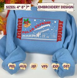 Merry Xmas 2023 Embroidery Machine Design, Christmas Train Embroidery Machine Design, The Polar Express Embroidery File