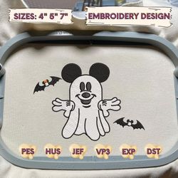 Spooky Mouse Embroidery Design, Happy Halloween Embroidery Design, Retro Trendy Cute Bats Embroidery File, Spooky Vibes Machine Embroidery File
