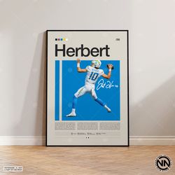 Justin Herbert Poster, San Diego Chargers Print, NFL Poster, Sports Poster, Football Poster, NFL Wall Art, Sports Bedroo