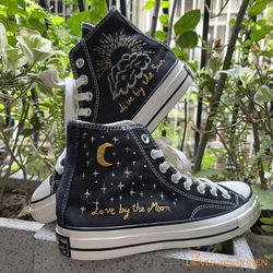 Custom Coverse Platform, Wedding Flowers Embroidered Converse, Bridal Flowers Embroidered Sneakers, Lily of the Valley E