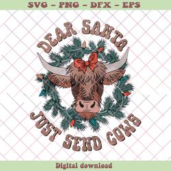 Vintage Dear Santa Just Send Cows PNG Sublimation File