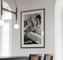 Kate Moss Bathtub Poster, Fashion Print, Elegant Decor, Chic Wall, Black and White,Vintage Photography,Teen Girl Room De