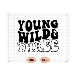 Young Wild and Three SVG, Third Birthday Party, Trendy, Groovy, Svg files for Cricut, PNG, Young wild and three svg, You