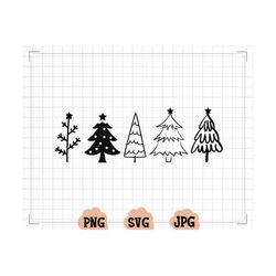 Christmas Tree PNG, Retro Christmas Png, Boho Christmas Png, Decorated Christmas Tree Png Jpg Design, Cricut Tree Svg