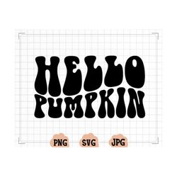 Hello Pumpkin Svg, Hello Pumpkin Png,Halloween svg, Thanksgiving svg, Autumn svg, Retro svg, Wavy Stacked SVG PNG Crucit