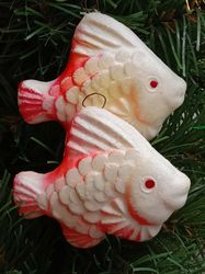 Hover to zoom Christmas Ornament FISH Vintage Tree decoration Styrofoam USSR 1970s - 2 pcs.