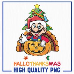 Happy Hallothanksmas Halloween Thanksgiving Christmas Png, Mario Lovers Video Game Gaming Gamer Png, , Mario Png