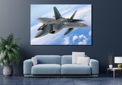 F22 raptor Plane canvas Wall Art , Fighter squadron Aircraft print Fighter Plane poster Airplane picture Military aviati